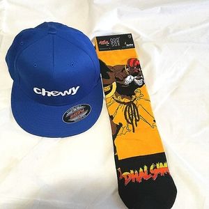 socks and fitted hat